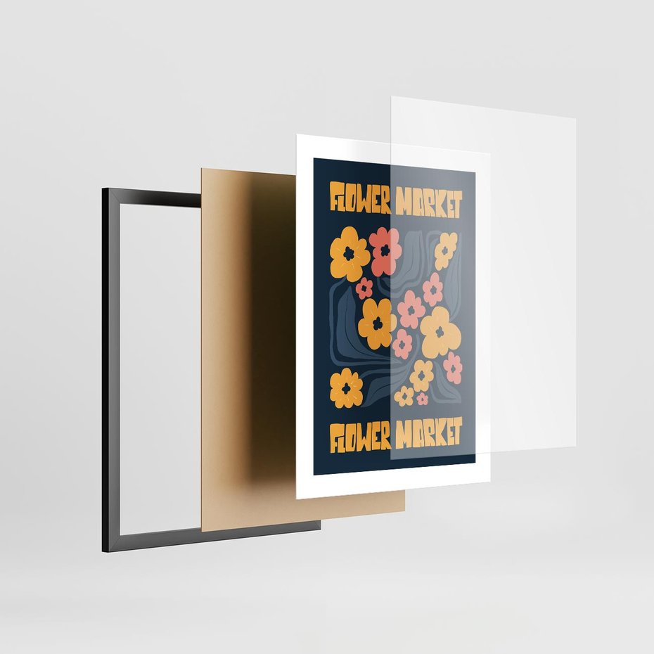 Plakat w ramie 30x40 - Impulsy Rozkwitu - plakat, granatowe tło - rama czarna