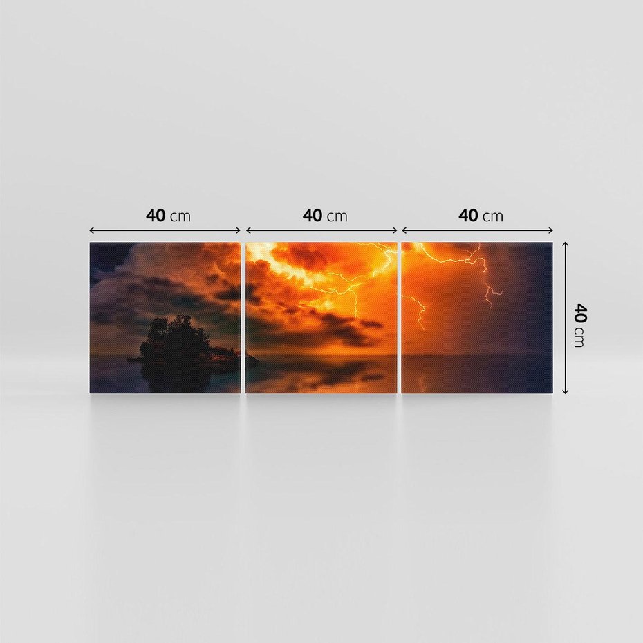 Obraz na płótnie 120x40 - Burza nad morzem z piorunem - burza, piorun