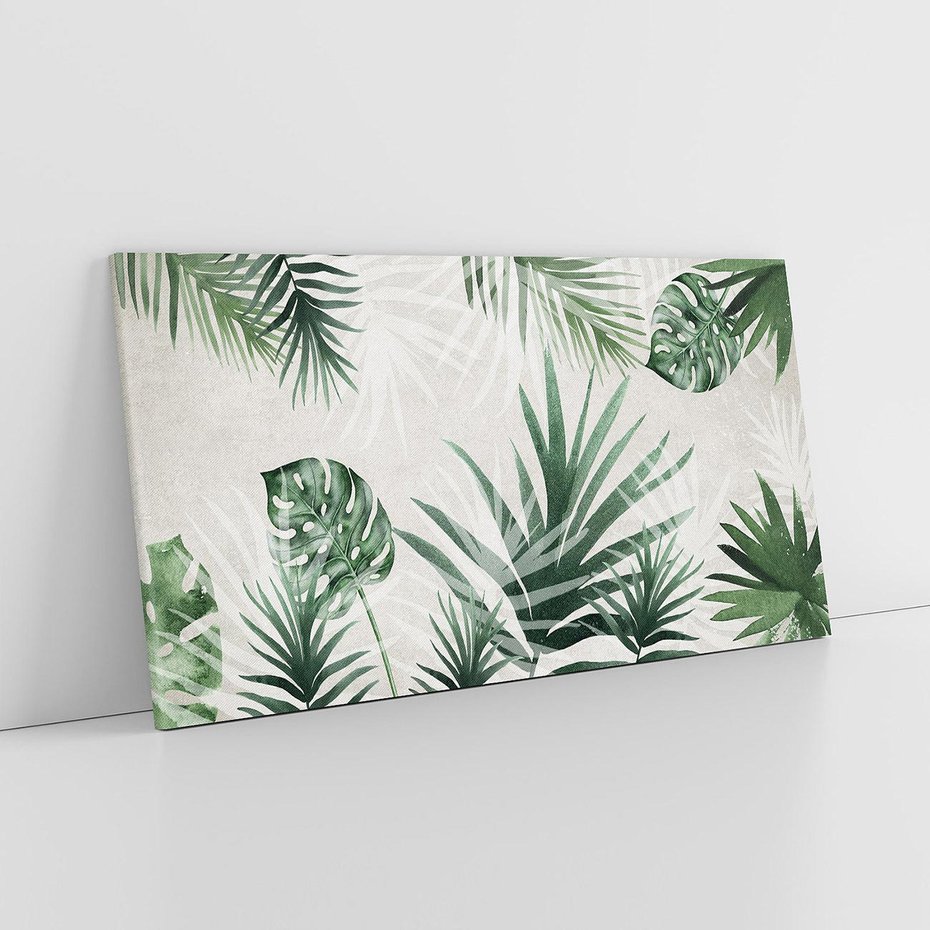 Obraz na płótnie 140x70 - Tropikalne Akwarele - tropikalne liście, akwarela