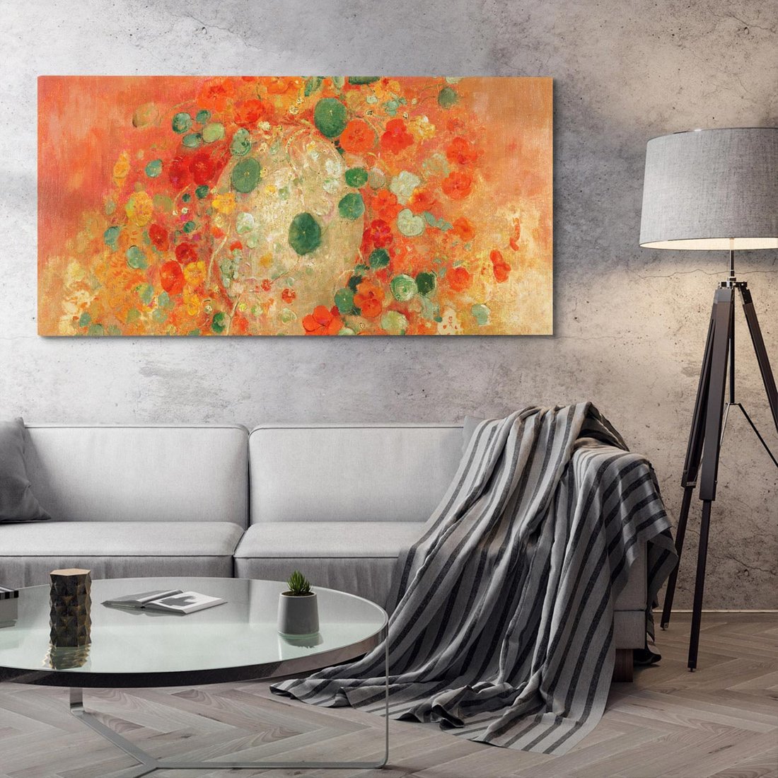Obraz na płótnie 140x70 - "Nasturcje" (1905) Odilon Redon - Reprodukcja - reprodukcja, obraz na płótnie