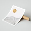 Plakat bez ramy 30x40 - Minimalistyczne Słońce: Blask i Złoto - grafika, minimalizm