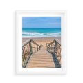 Plakat w ramie 40x50 - Pomost ku Morzu - pomost na plaży, morze - rama biała