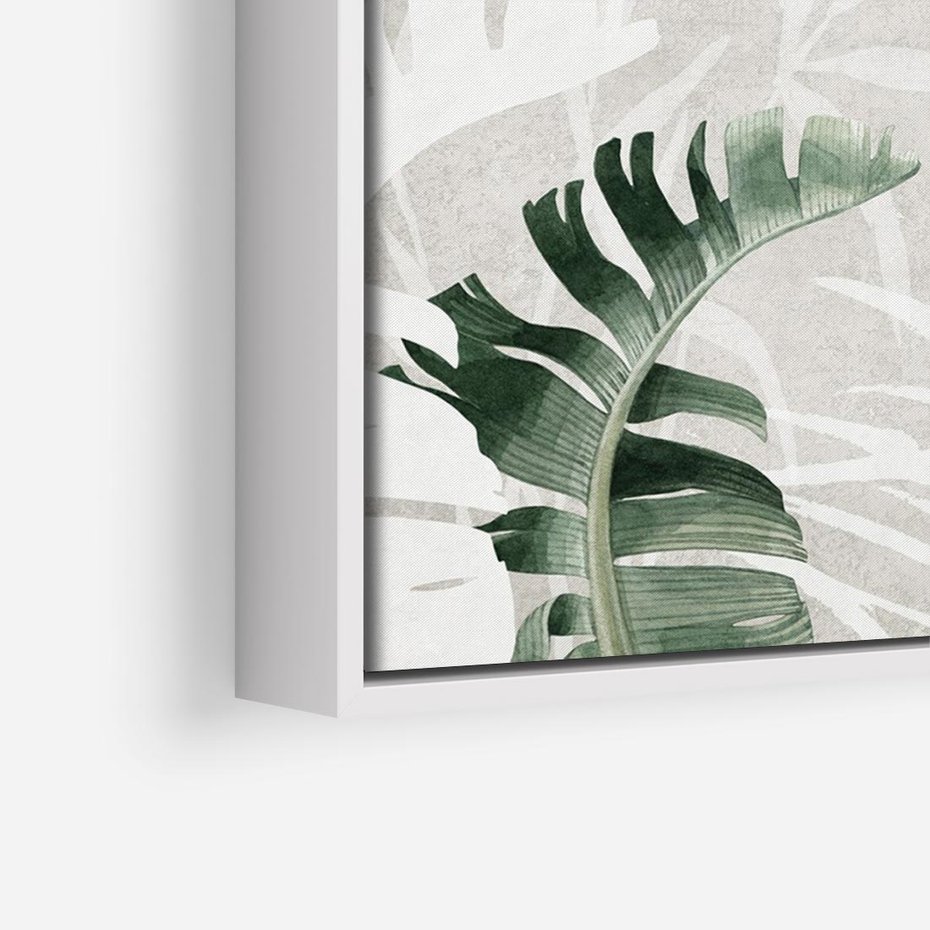 Obraz w ramie 120x80 - Zielony Raj - monstera, palmy - rama biała