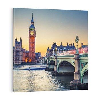 Obraz na płótnie 80x80 - Magiczny Londyn: Tamiza i Big Ben - Londyn, Tamiza