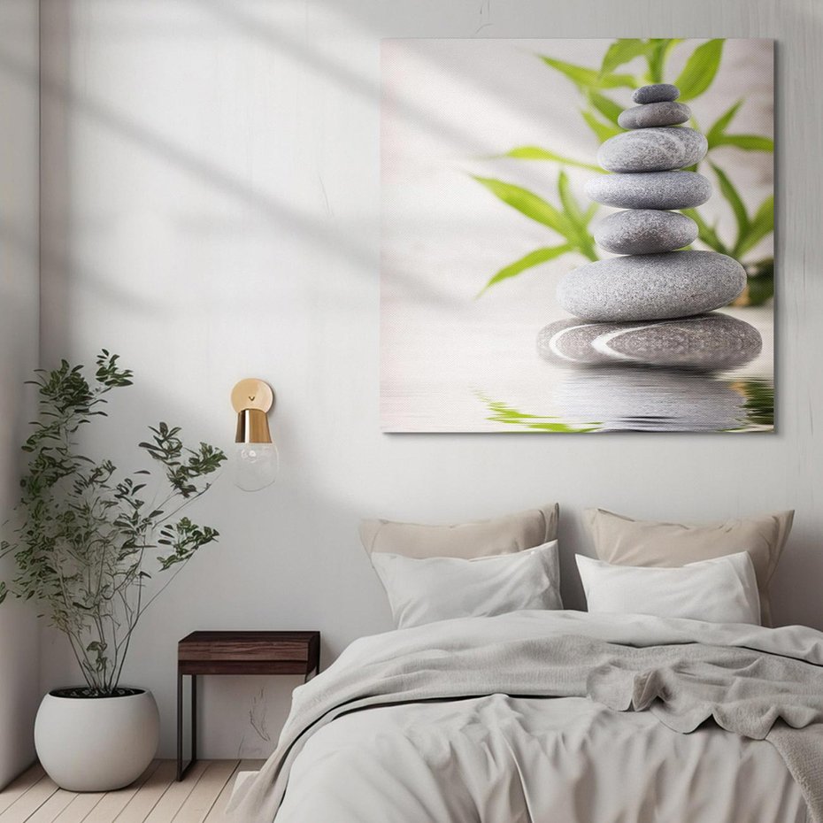 Obraz na płótnie 80x80 - Spa kamienie: naturalne piękno - spa, kamienie