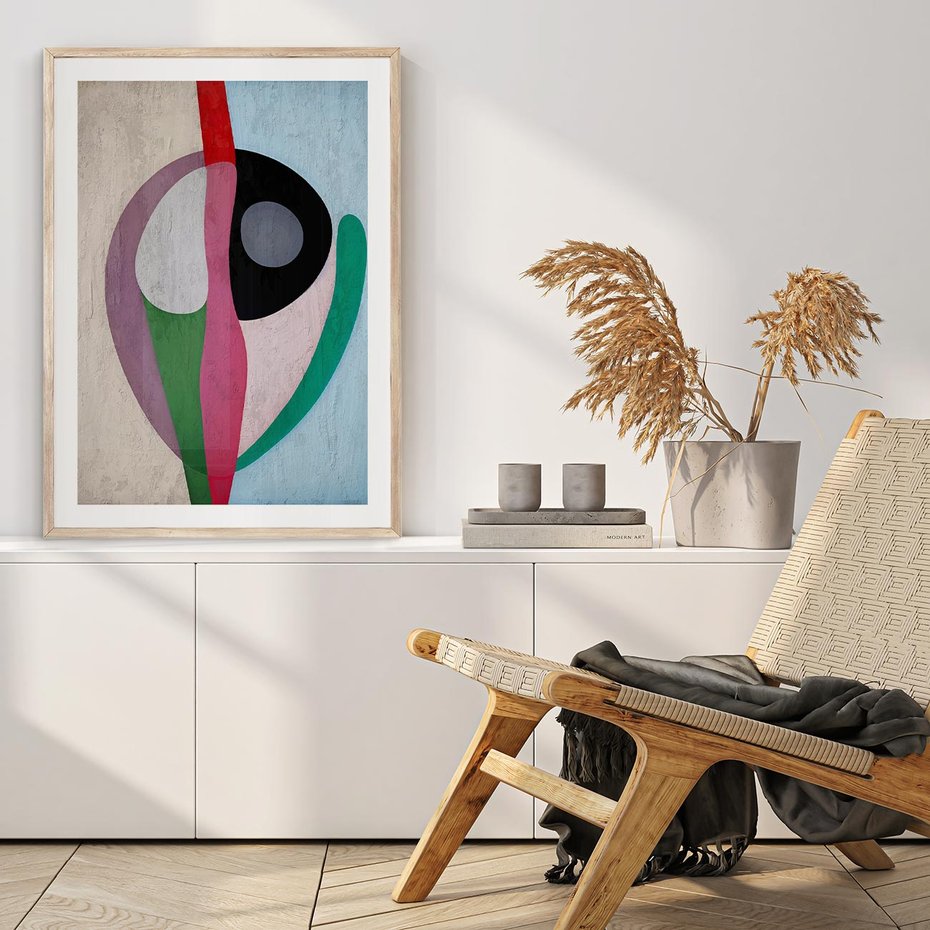 Plakat w ramie 40x50 - Wibracje Kolorów Marzeń - abstrakcyjne dziwne kształty, olejny obraz - rama drewno