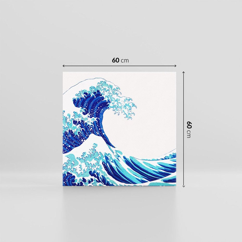 Obraz na płótnie 60x60 - Fala Japandi - wielka fala w Kaganawie, obraz Hokusai