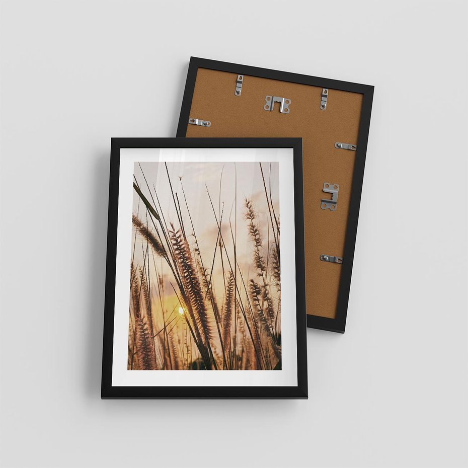Plakat w ramie 30x40 - Malownicza Łąka z Trawam - trawy, łąka - rama czarna