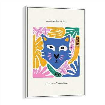 Obraz w ramie 70x100 - Kolorowe Spektrum - abstrakcyjny plakat, niebieski kot - rama biała