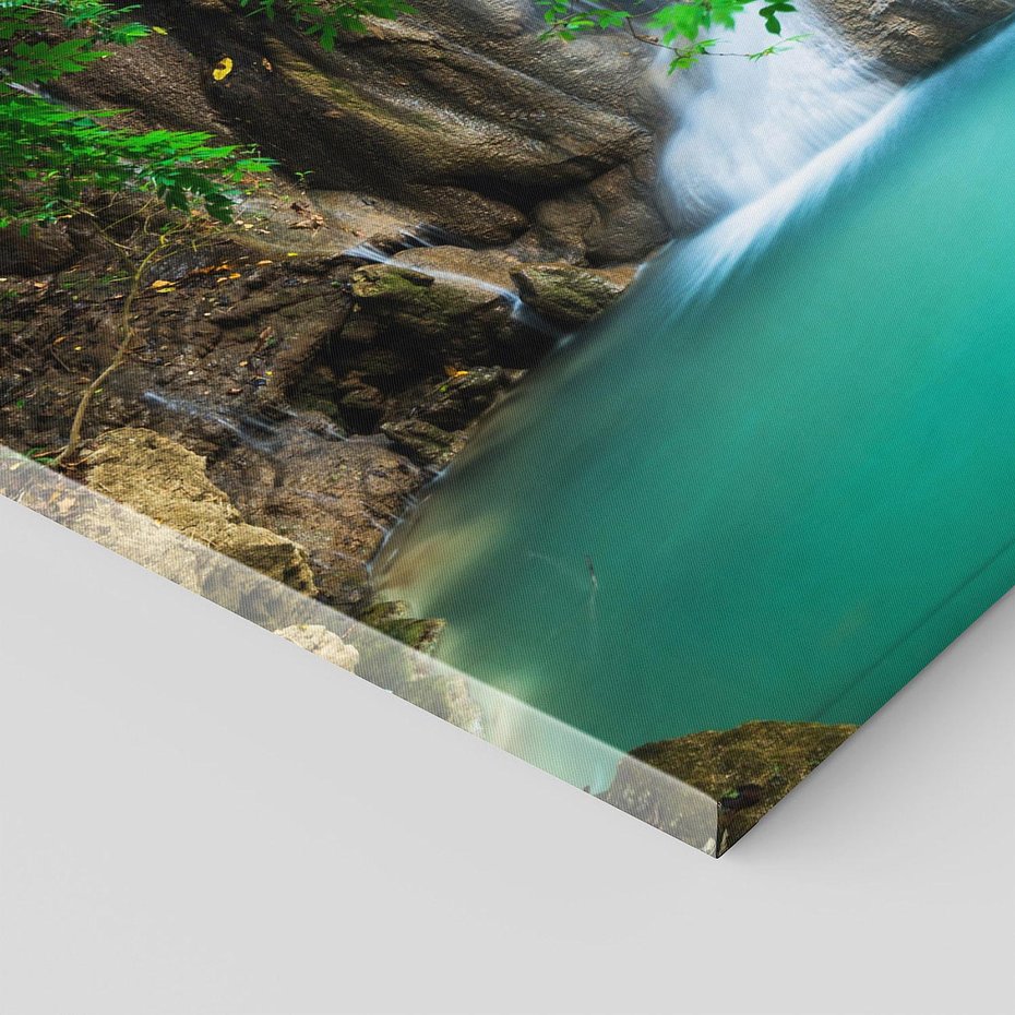 Obraz na płótnie 150x50 - Tajlandia: wodospad w zielonym lesie - Tajlandia, wodospad