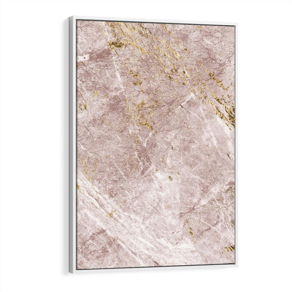 Obraz w ramie 80x120 - Wyjątkowa Stylizacja - marmur, złoto - rama biała