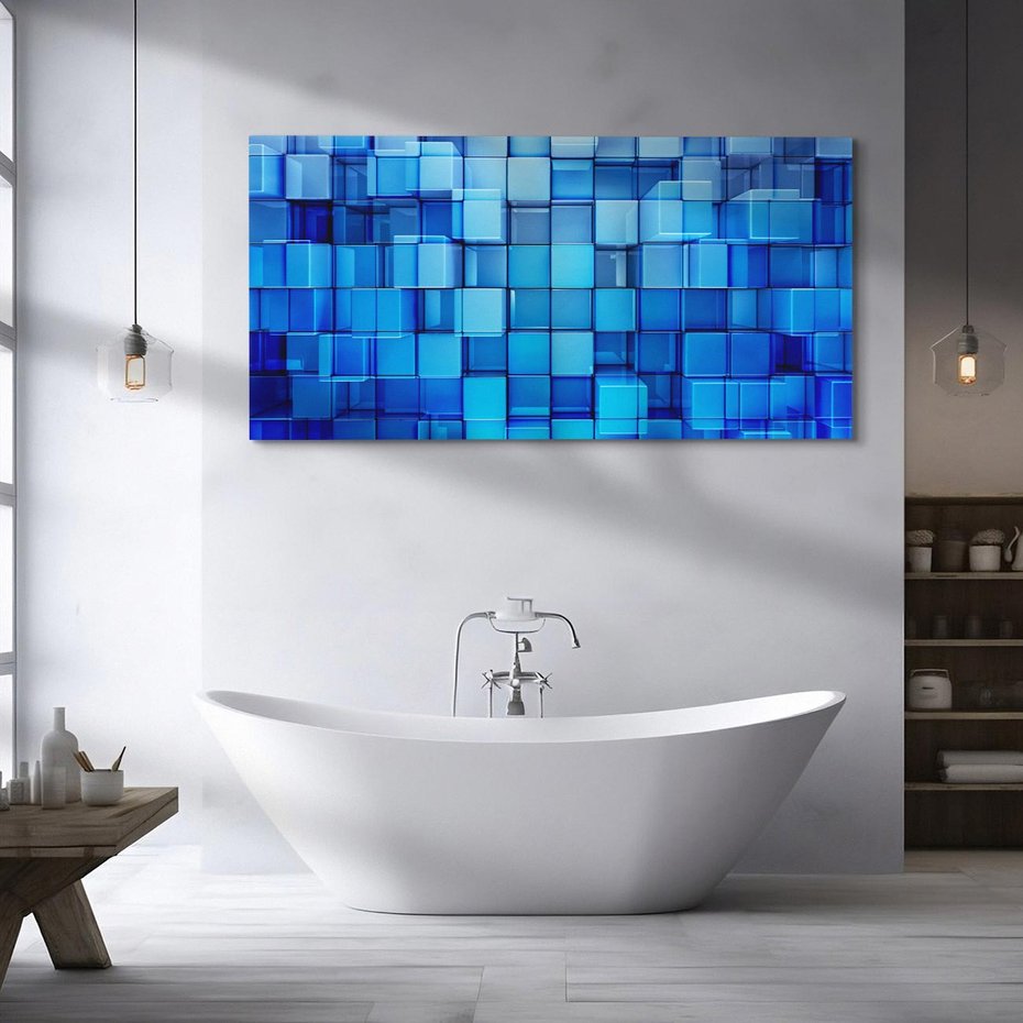 Obraz na płótnie 140x70 - Abstrakcyjne 3D: Kolorowe bloki - abstrakcja, 3d