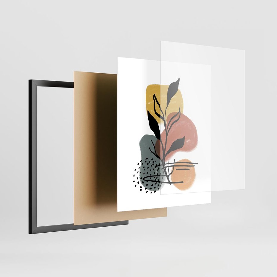 Plakat w ramie 40x50 - Energetyczne Refleksje - abstrakcja, sztuka nowoczesna - rama czarna