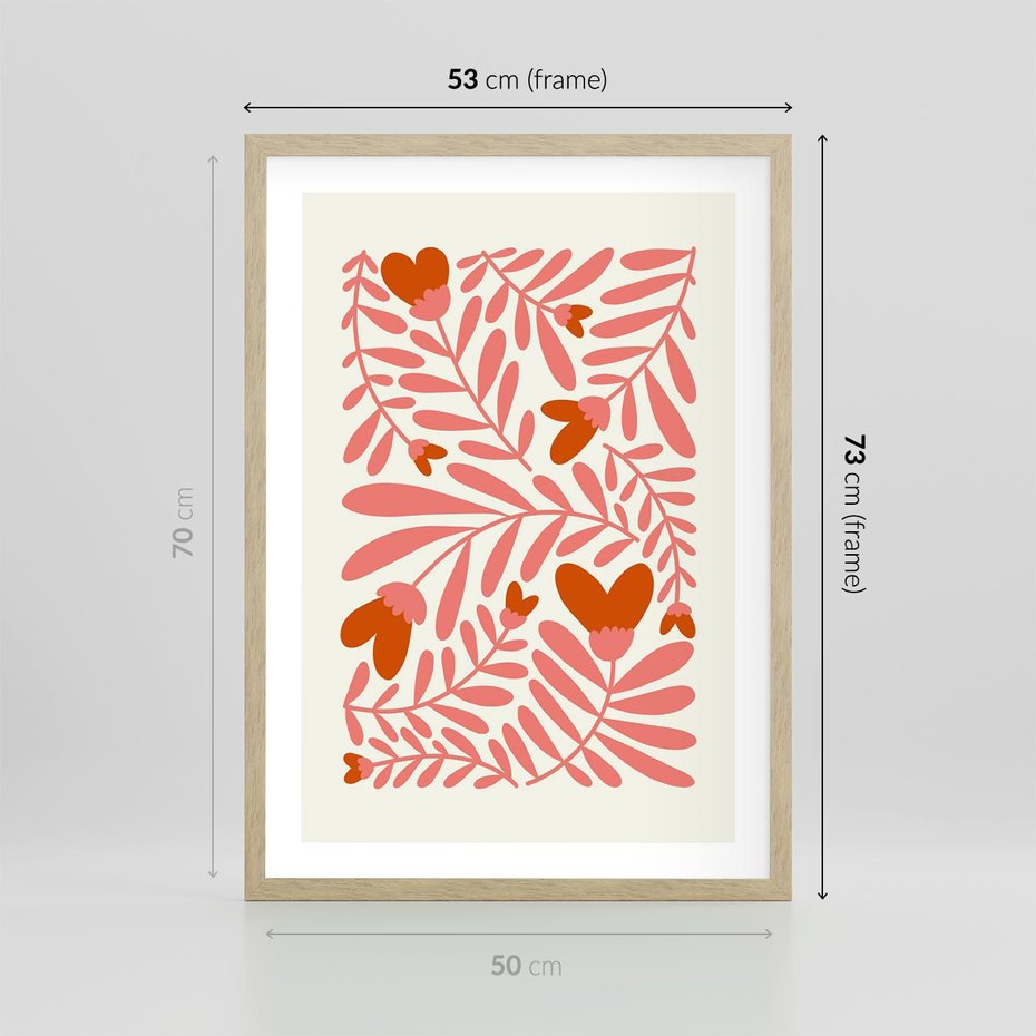 Plakat w ramie 50x70 - Taniec komplementarnych barw - kwiaty, pastelowe kolory - rama drewno