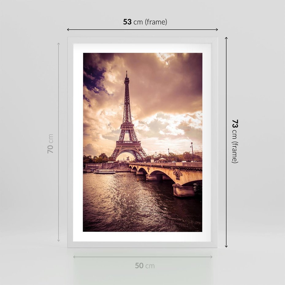 Plakat w ramie 50x70 - Eiffla: ikona Paryża - Eiffla, Paryż - rama biała