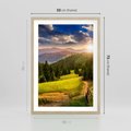 Plakat w ramie 50x70 - Zachód słońca na łące - zachód, łąka - rama drewno
