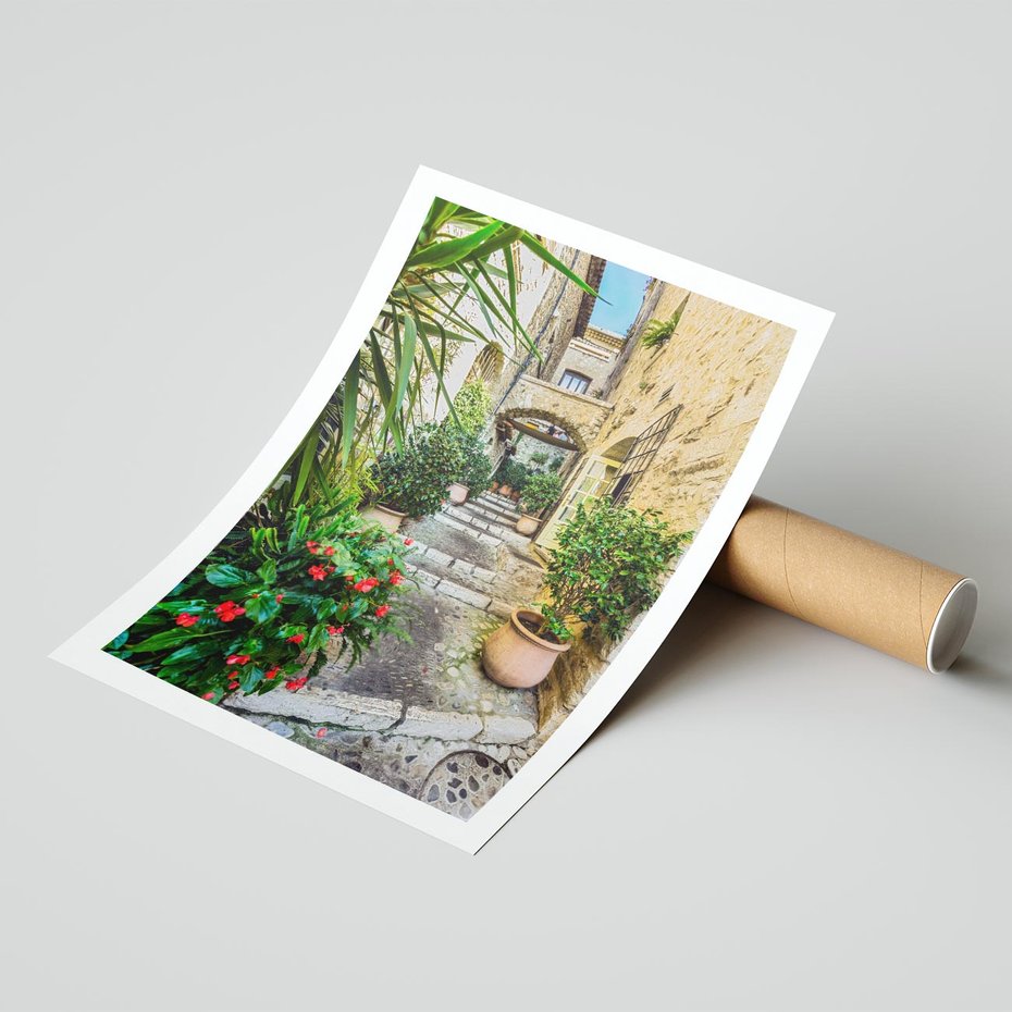 Plakat bez ramy 21x30 - Perspektywa uliczki malownicza - uliczka, perspektywa