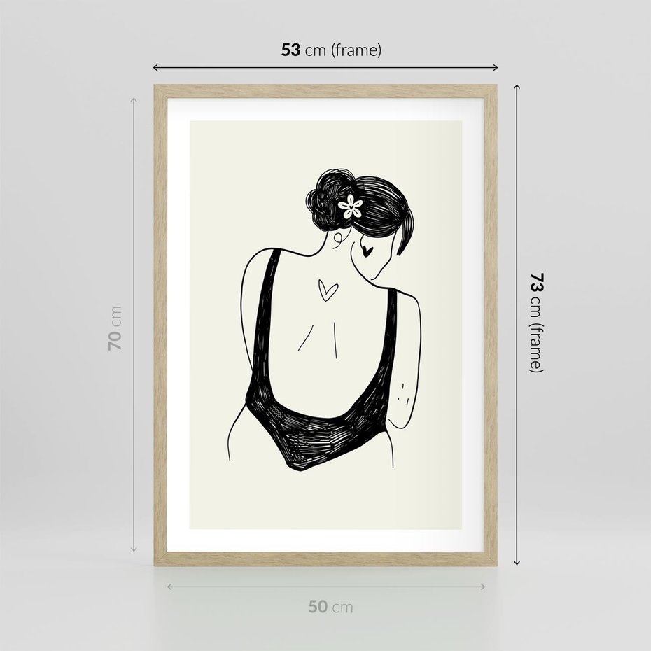 Plakat w ramie 50x70 - Echa Piękna - piękno kobiecego ciała, kobieta - rama drewno