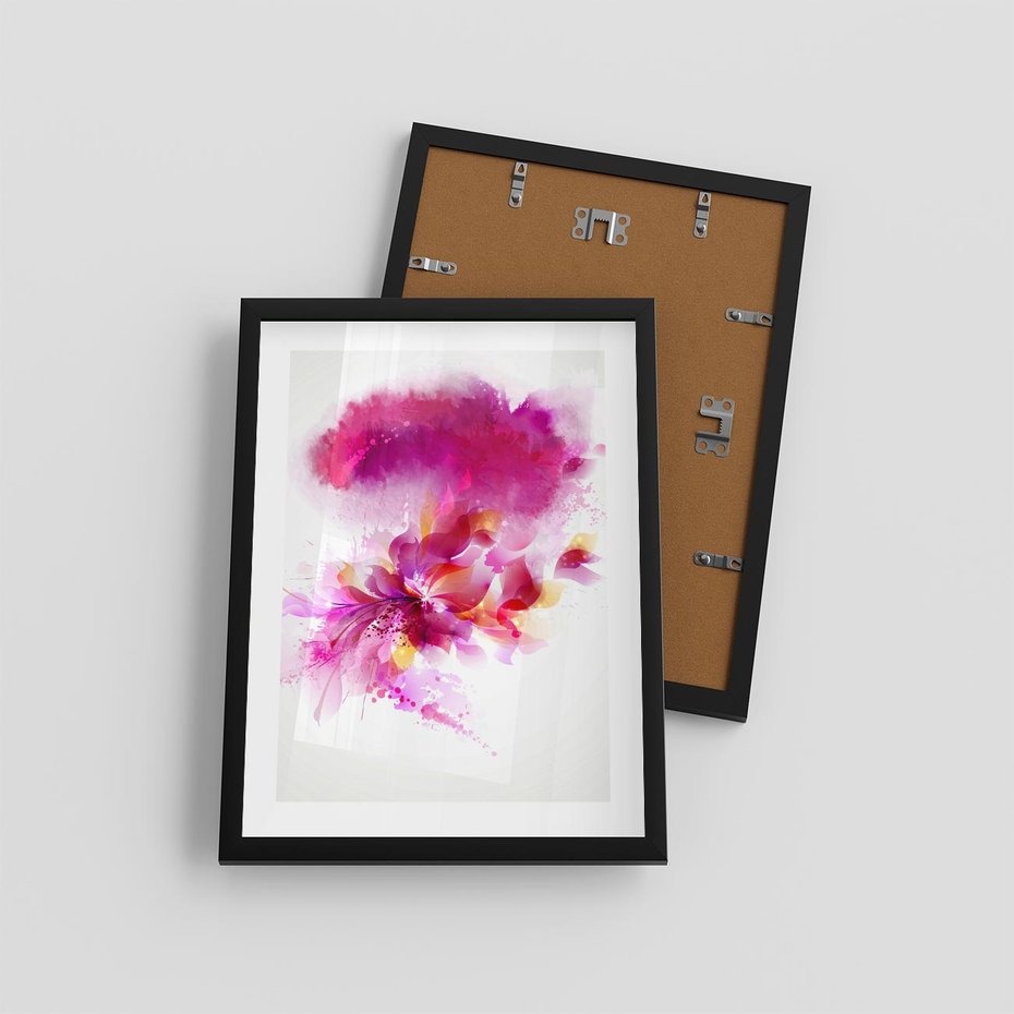 Plakat w ramie 30x40 - Kwiaty abstrakcji - abstrakcja, kwiaty - rama czarna