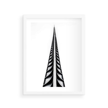 Plakat w ramie 30x40 - Majestatyczna Architektura - wysoki, strzelisty wieżowiec - rama biała