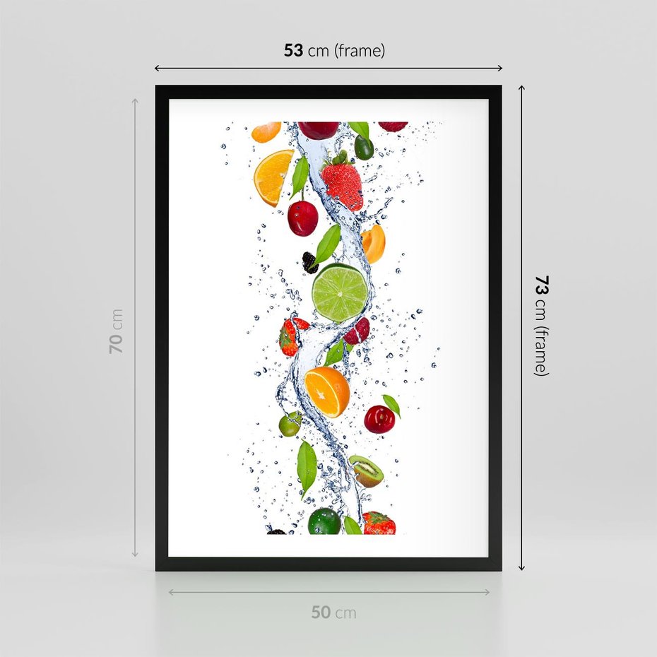 Plakat w ramie 50x70 - Kulinarne Inspiracje - owoce, woda - rama czarna