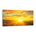 Obraz na płótnie 100x50 - Magia zachodu słońca na łące z makami - łąka, zachód słońca