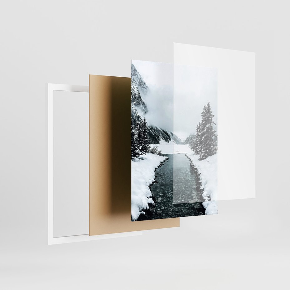 Zestaw obrazy w ramie 40x50 galeria - Jeleń, górska, chatka, zima - rama biała