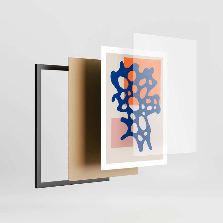 Plakat w ramie 50x70 - Delikatne Plamiste Refleksje - abstrakcja, nowoczesny plakat - rama czarna