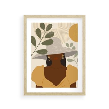 Plakat w ramie 40x50 - Grafika w Innowacyjnym Stylu - grafika, postać kobiety - rama drewno