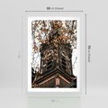 Plakat w ramie 50x70 - Jesienna Wieża w Liściach - architektura, wieża - rama biała