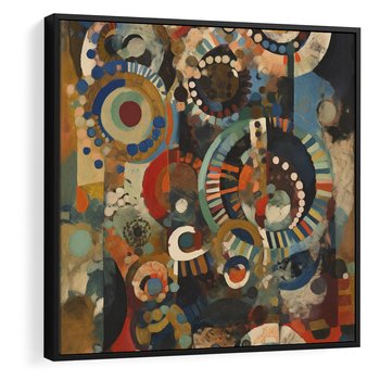 Obraz w ramie 50x50 - Podróżne Wizje Aberracji - abstrakcyjny obraz, mnogość kolorów - rama czarna