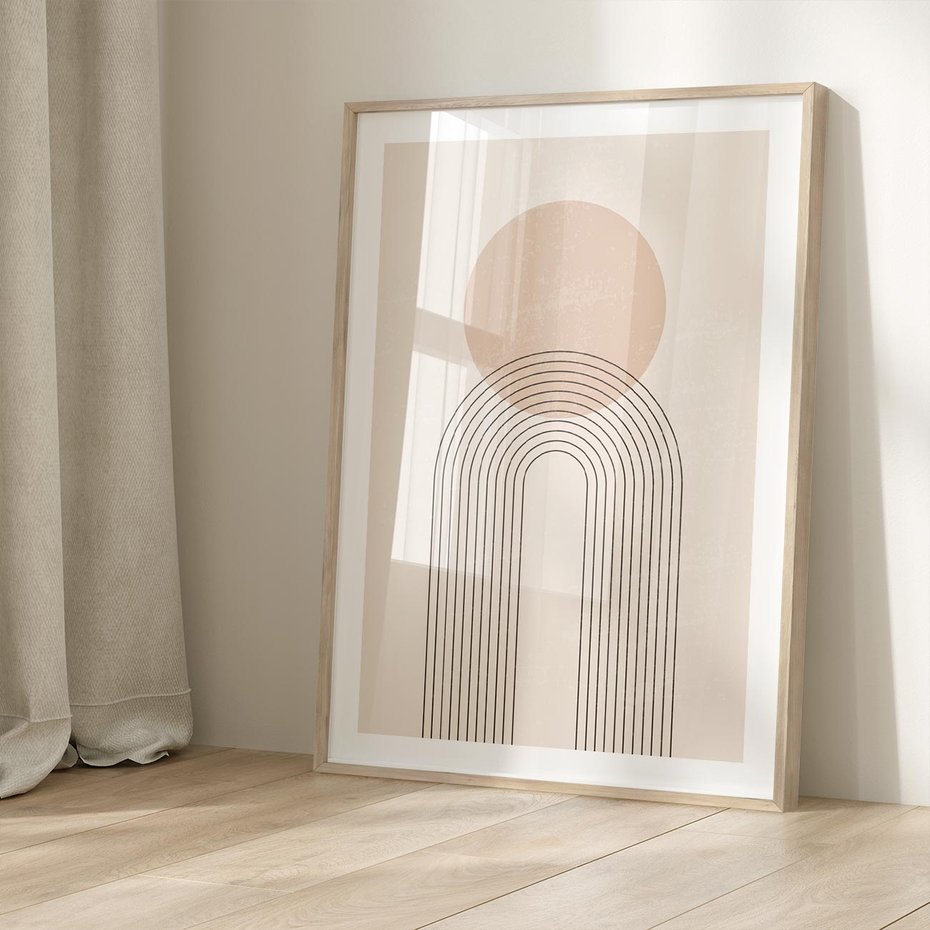 Plakat w ramie 50x70 - Konturem Zdefiniowane - boho plakat, minimalizm - rama drewno