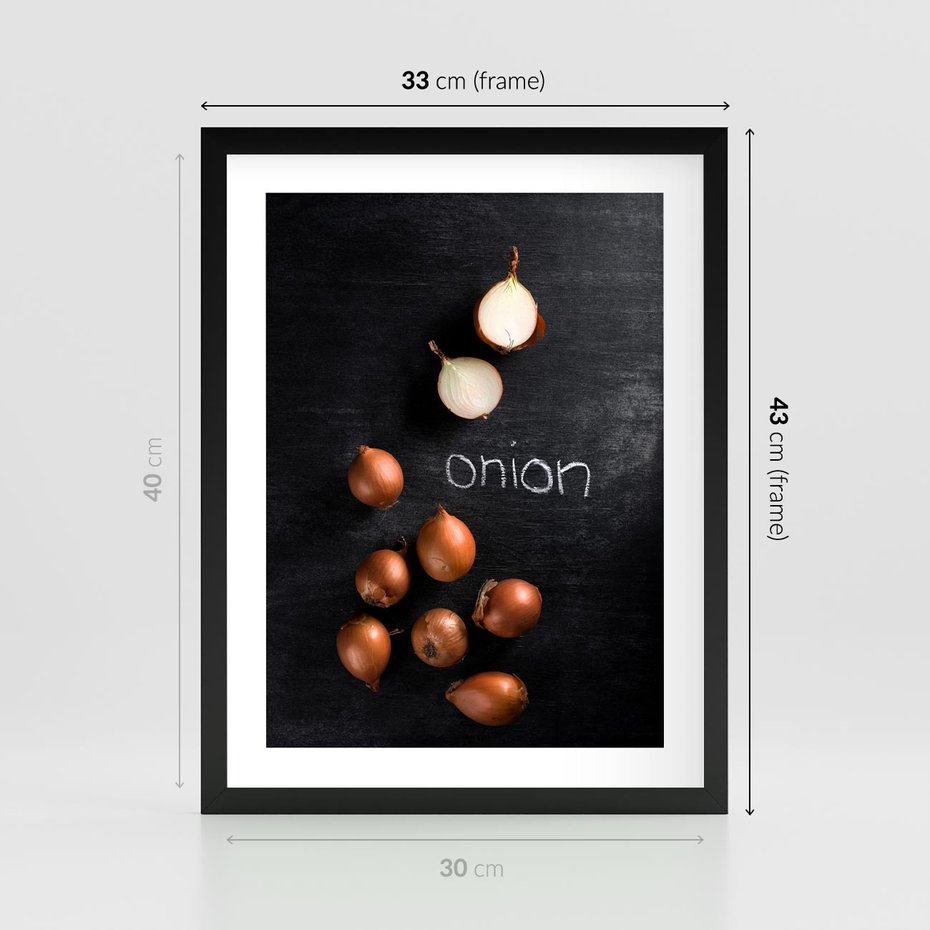 Plakat w ramie 30x40 - Aromatyczne Inspiracje - cebula, kuchnia - rama czarna