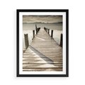 Plakat w ramie 50x70 - Idylliczny pomost nad jeziorem - pomost, jezioro - rama czarna