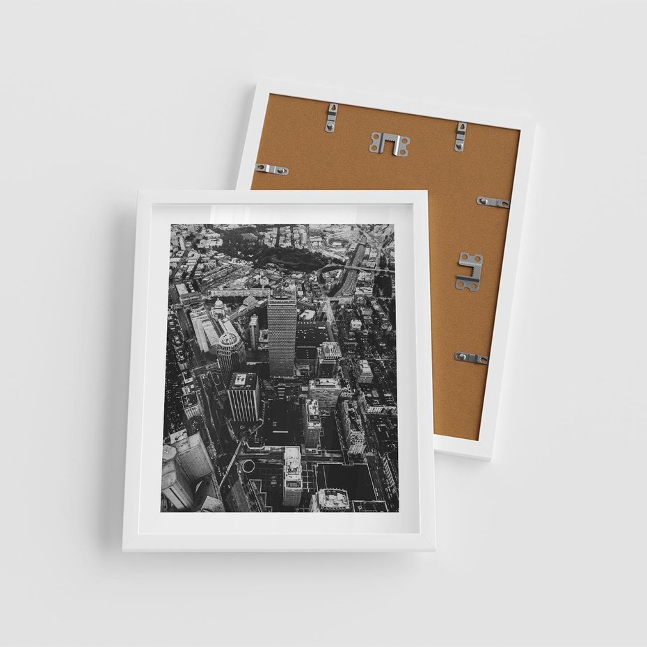 Plakat w ramie 40x50 - Kontrastujące miasto - miasto, biało - rama biała