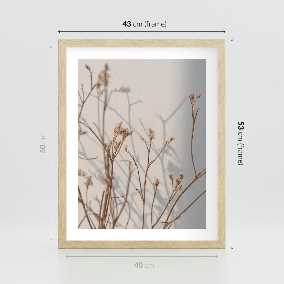 Plakat w ramie 40x50 - Boho gałązki suche - gałązki, suche - rama drewno