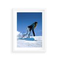 Plakat w ramie 30x40 - Snowboard na zimowych zboczach - snowboard, zima - rama biała