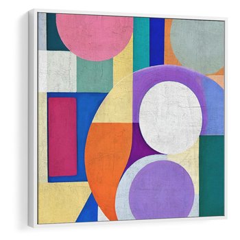 Obraz w ramie 50x50 - Migotliwe Impulsy Dźwięku - różne geometryczne formy, koła - rama biała