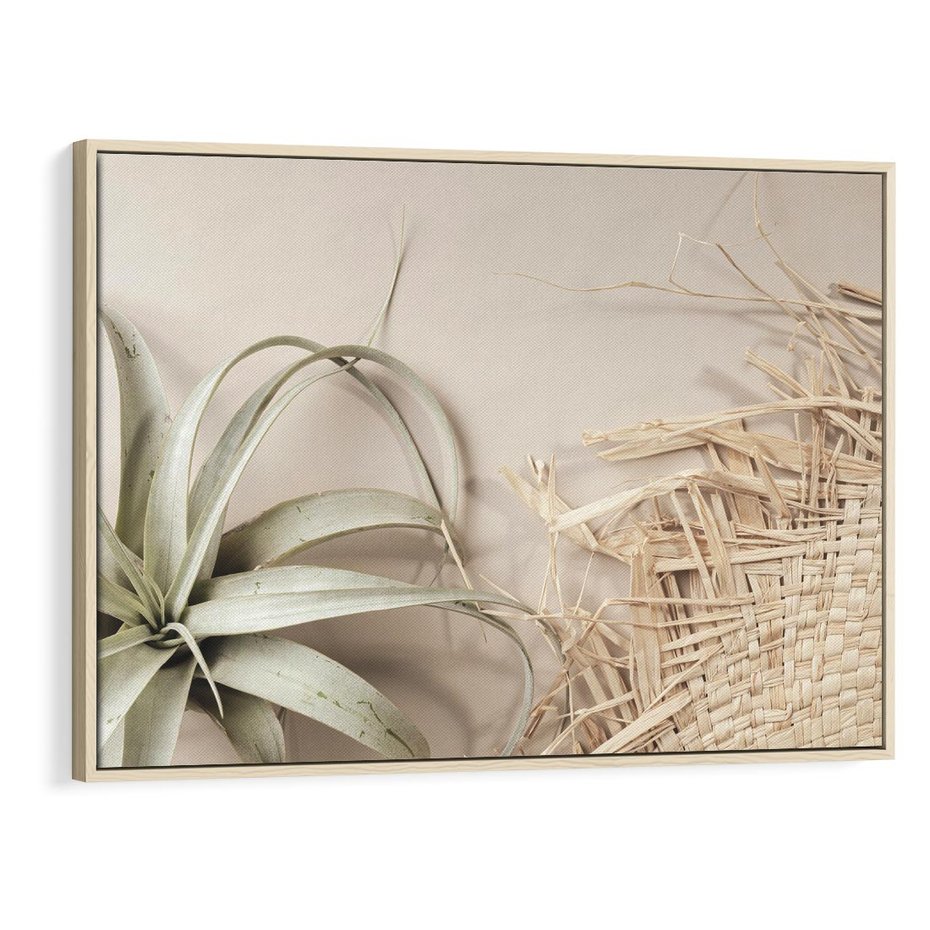 Obraz w ramie 120x80 - Boho urok suchych liści - suche, liście - rama drewno