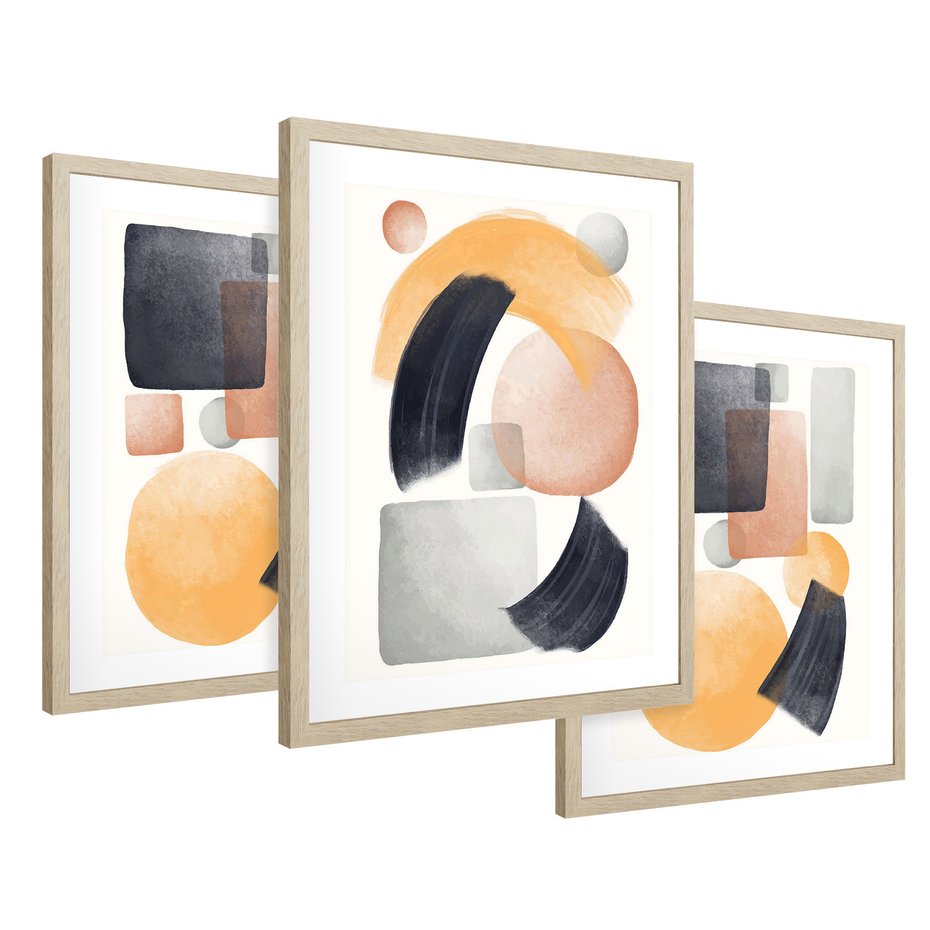 Zestaw obrazy w ramie 50x70 galeria - Abstrakcja, skandynawski, styl - rama drewno