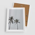 Plakat w ramie 50x70 - Tropikalny Raj: Palmy i Niebo - palmy, niebo - rama biała