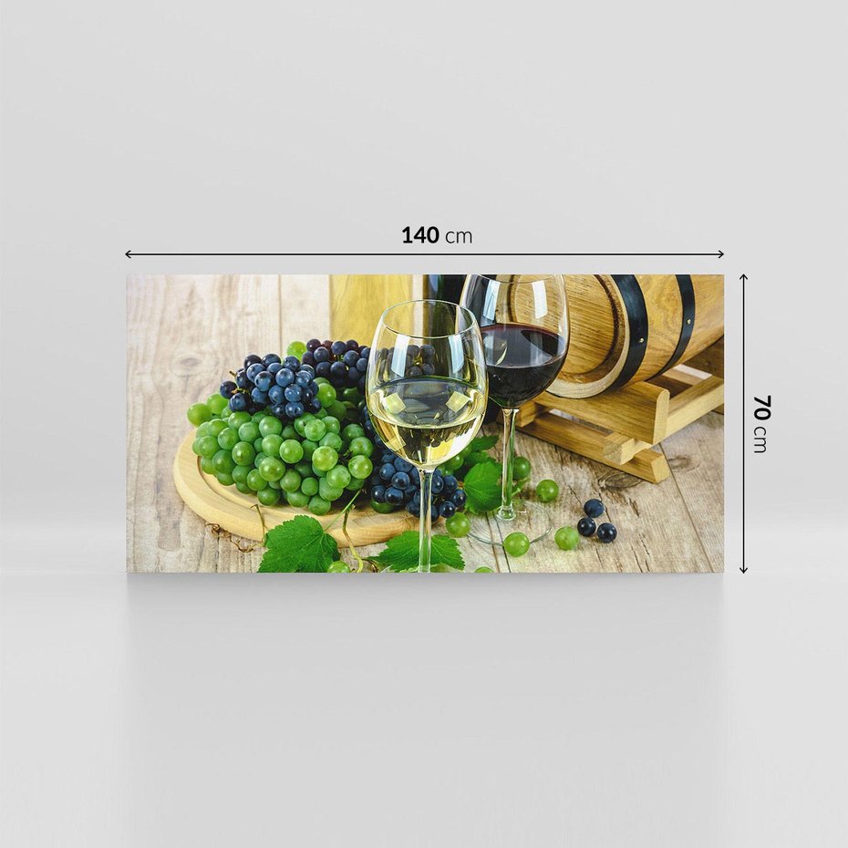 Obraz na płótnie 140x70 - Wino winogrona i kieliszki - wino, winogrona