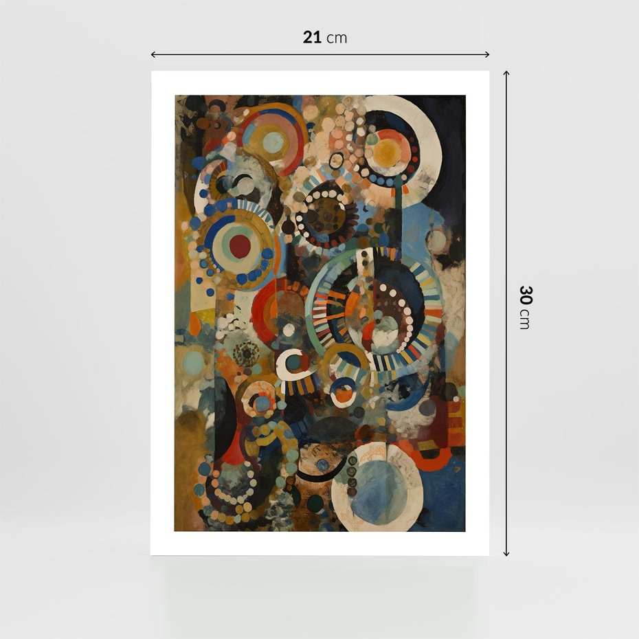 Plakat bez ramy 21x30 - Podróżne Wizje Aberracji - abstrakcyjny obraz, mnogość kolorów