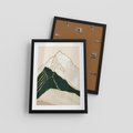 Plakat w ramie 30x40 - Minimalistyczne Góry: Złota Sztuka Natury - minimalistyczna grafika, góry - rama czarna