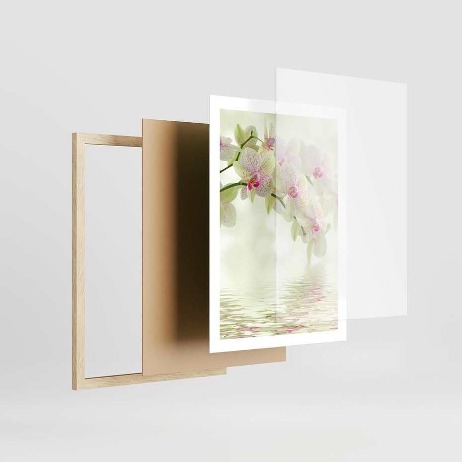 Plakat w ramie 50x70 - Orchidea w Spa - orchidea, kwiaty - rama drewno