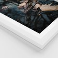 Plakat w ramie 30x40 - Jesienne Liście w Kałużach: Odbicie Natury - jesienne liście wkałuży, fotografia - rama biała