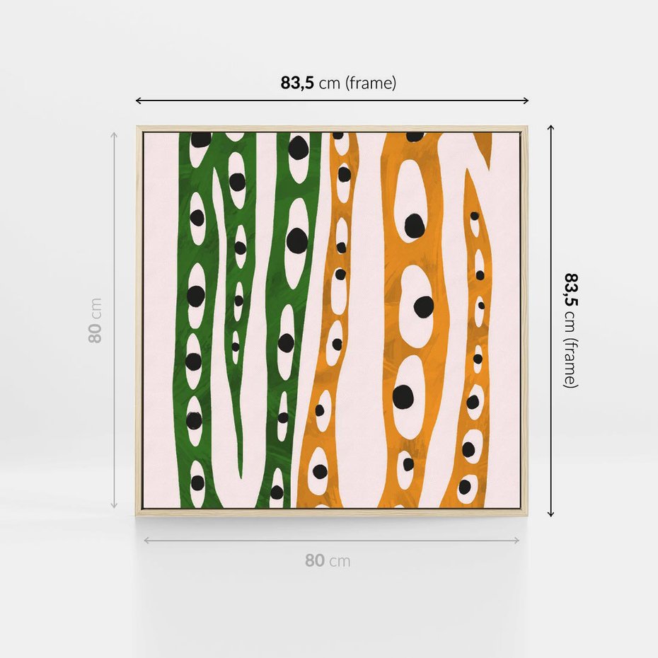 Obraz w ramie 80x80 - Migocące Zmaganie - abstrakcyjny obraz, dziwne kształty - rama drewno