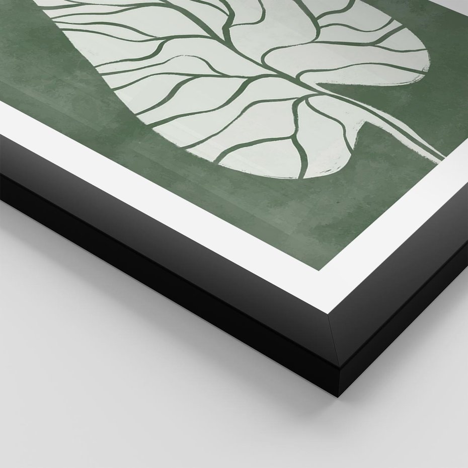 Plakat w ramie 50x70 - Migotliwe Wnętrze Zieleni - zielony plakat, roślinne motywy - rama czarna