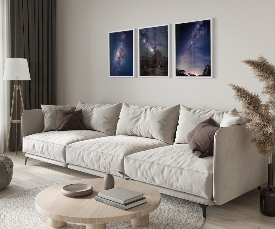 Zestaw obrazy w ramie 30x40 galeria - Droga, mleczna, gwiazdy - rama biała