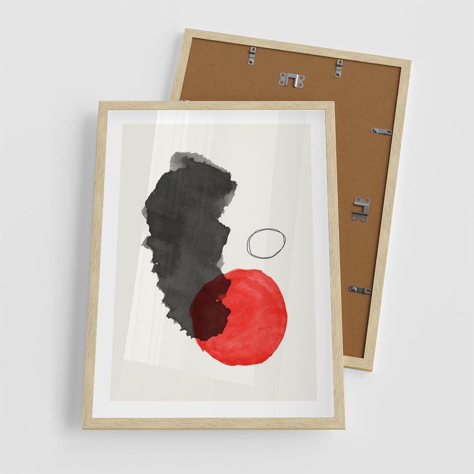 Plakat w ramie 50x70 - Wibracje Linii - abstrakcyjne nieregularne plamy, czarny - rama drewno